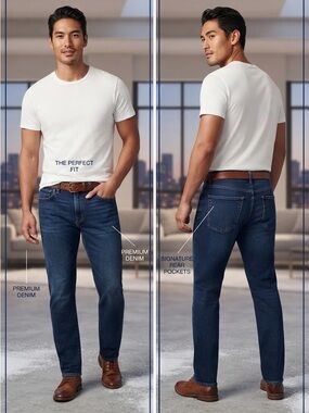 GAP Men's Blue Premium Denim Jeans - Classic Straight Fit Chic